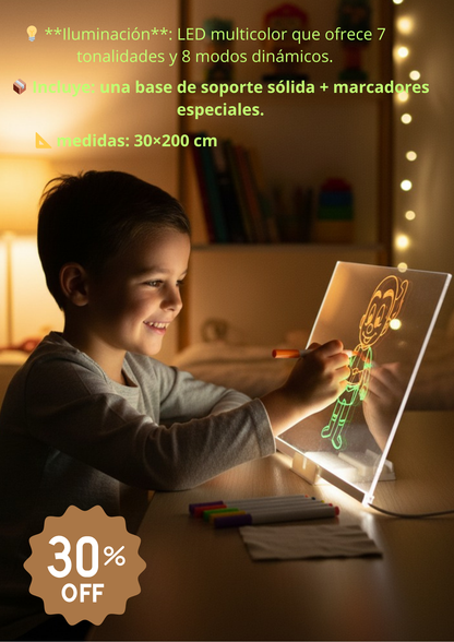 “Pizarra Mágica LED ✨ – Dibuja, escribe y brilla con luz y color”