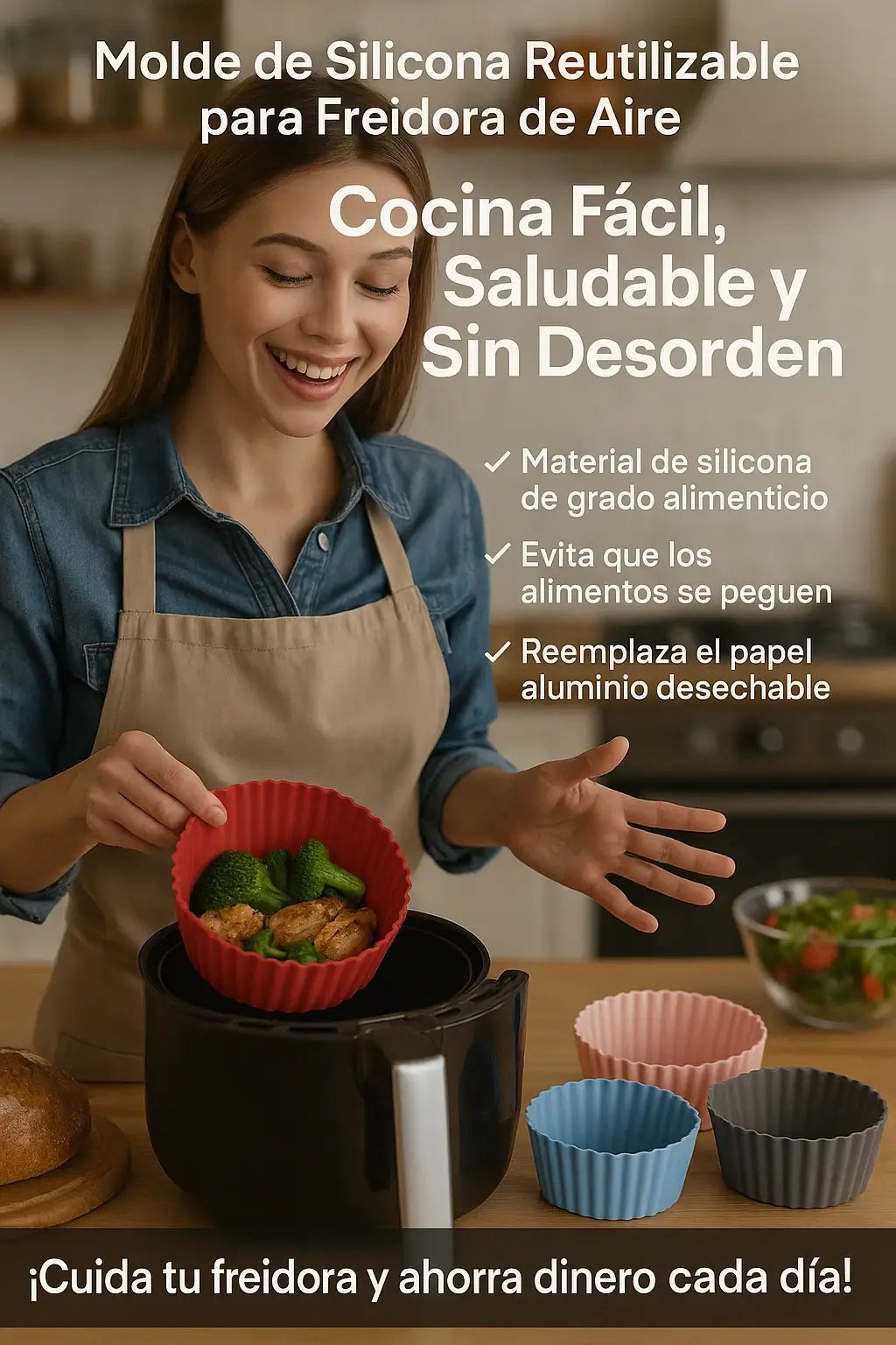 SET X6 BANDEJAS SILICONA PARA AIR FRYER