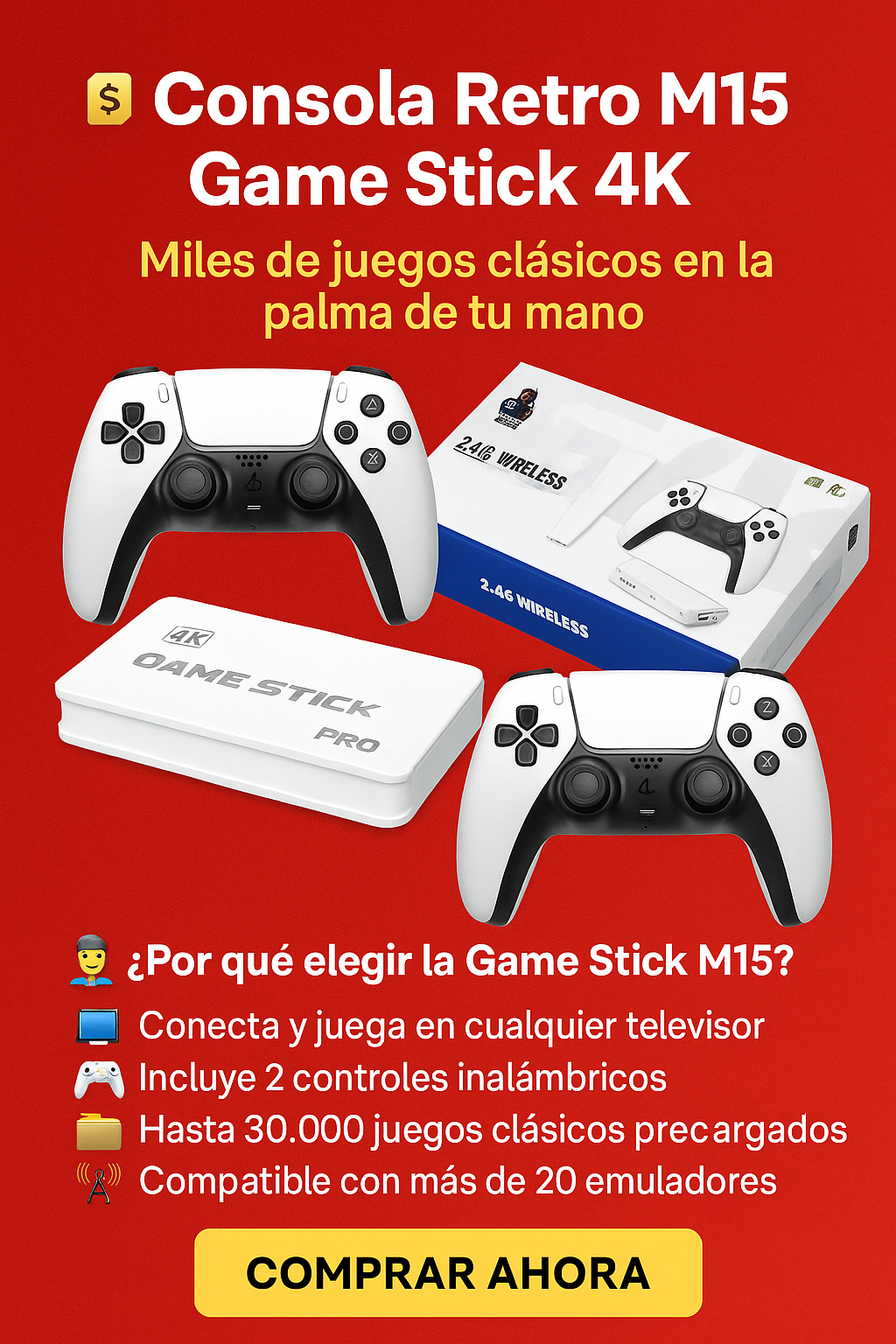 CONSOLA RETRO M15 GAME STICK 4K